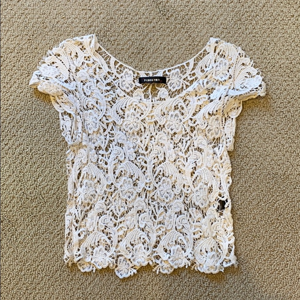 Redberry white lace top
